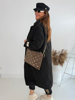 Stylischer Fleecemantel für Damen in Schwarz mit Reverskragen, Knöpfen, Taschen & weicher Haptik - Levelone GmbH & Co. KG