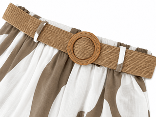 Sommerhose in Beige-Weiss mit Muster in Marlene Schnitt