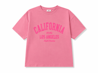 T-Shirt in Rosa mit Schriftzug aus Schaumprint in Neonpink