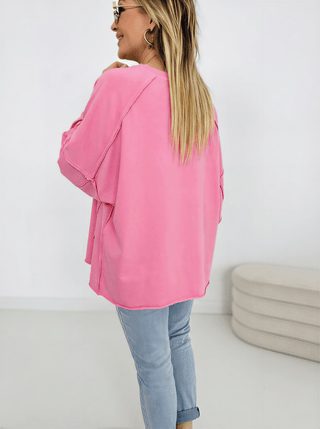 Langarmshirt in Rosa mit Print vorne