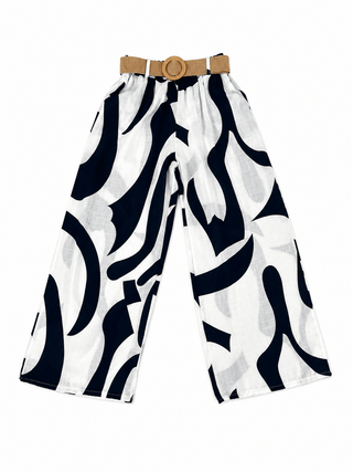 Sommerhose in Blau-Weiss mit Muster in Marlene Schnitt