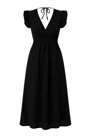 Musselin Kleid in Schwarz