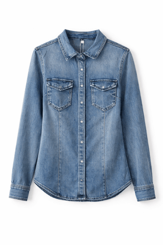 Jeanshemd in blau für Damen in Größen S, M, L, XL & XXL