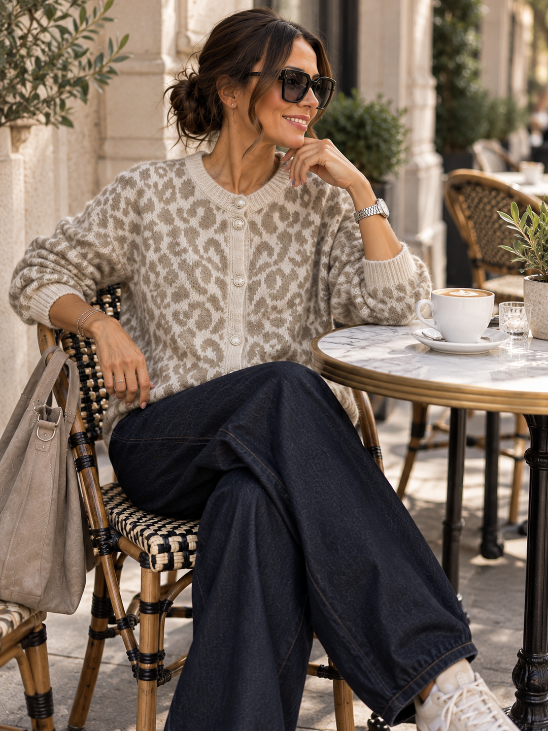 Leo Strickjacke in Creme-Beige mit silbernen Knöpfen - Levelone GmbH & Co. KG
