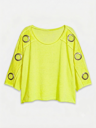 T-Shirt in Neongelb mit Cut-Outs an Ärmeln für Damen OS 36-42 - Levelone GmbH & Co. KG