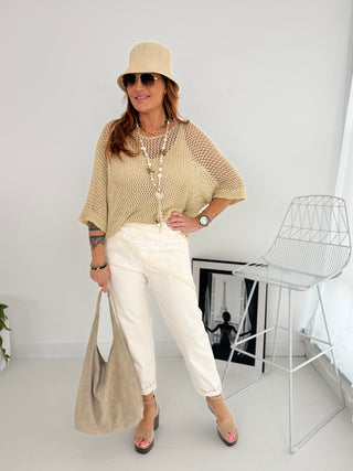 Häkelshirt in Gold für Damen in Einheitsgröße 36-42 - Levelone GmbH & Co. KG