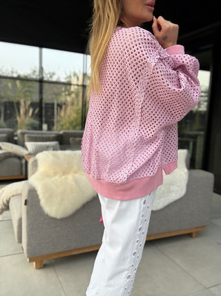 Häkelsweater in Rosa