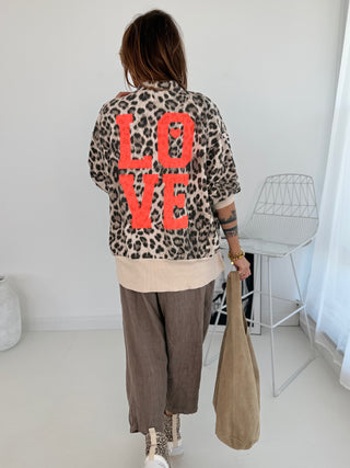 Sweatshirt Jacke in Leo/Braun-Beige | Für Damen OS | Levelone