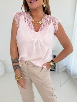 Spitzen Top Rosa | Für Damen OS | Levelone