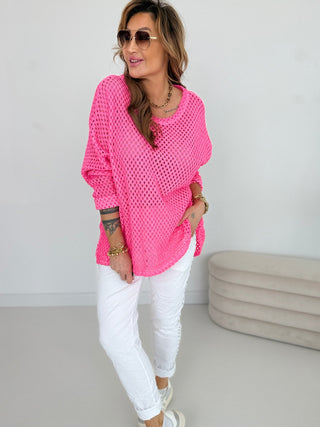 Häkel Pullover-pink-damen-levelone-einheitsgröße