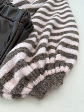 Strickpullover gestreift in Rosa-Braun mit Wolle für Damen in Einheitsgröße 36-42 - Levelone GmbH & Co. KG