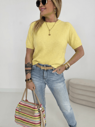 Alpaka Strickpullover in Gelb