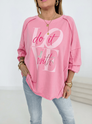 Langarmshirt in Rosa mit Print vorne