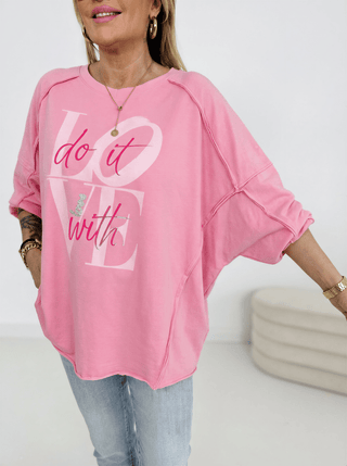 Langarmshirt in Rosa mit Print vorne