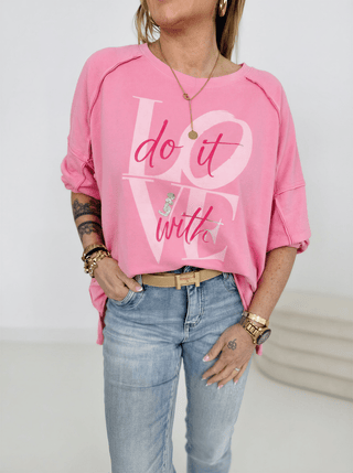 Langarmshirt in Rosa mit Print vorne