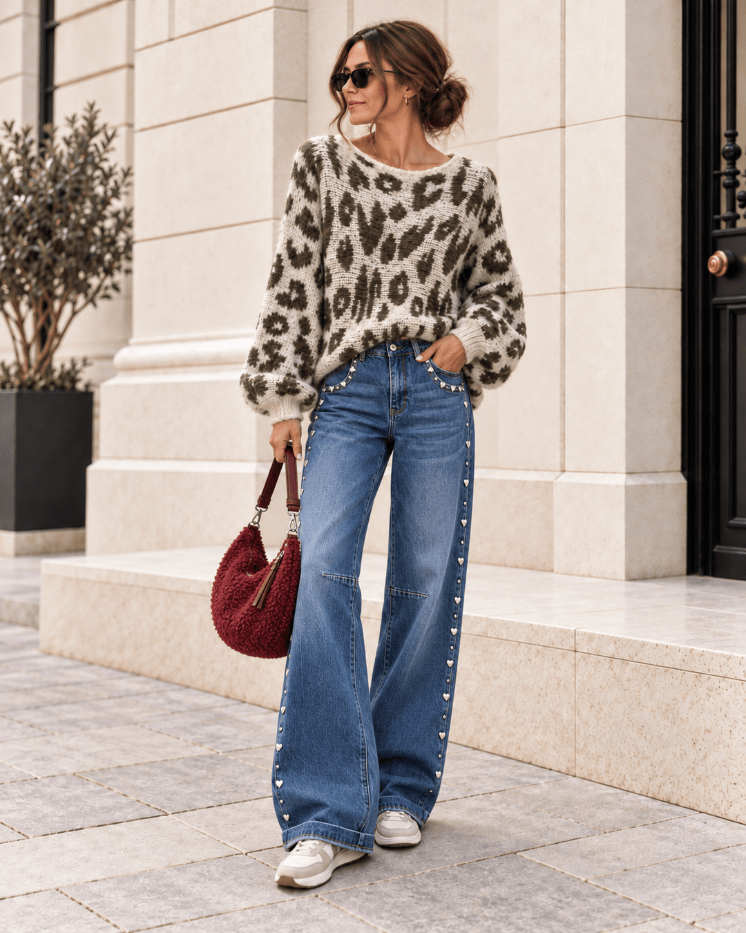 Leo Strickpullover in Braun-Wollweiss. Hochwertige Verarbeitung mit Wolle für Damen - Levelone GmbH & Co. KG