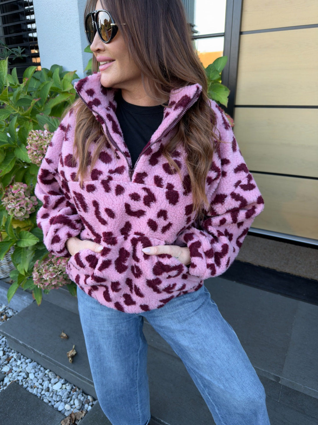 Leo Teddy Sweater in Rosa-Bordeaux für Damen in Einheitsgröße 36-42 - Levelone GmbH & Co. KG