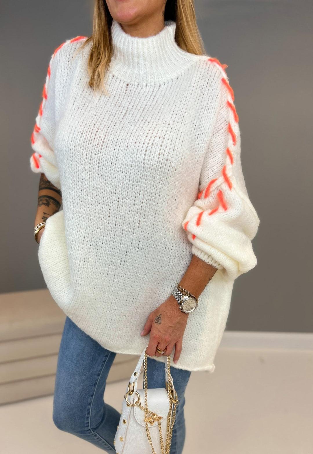 Strickpullover Orange/Creme 2308181