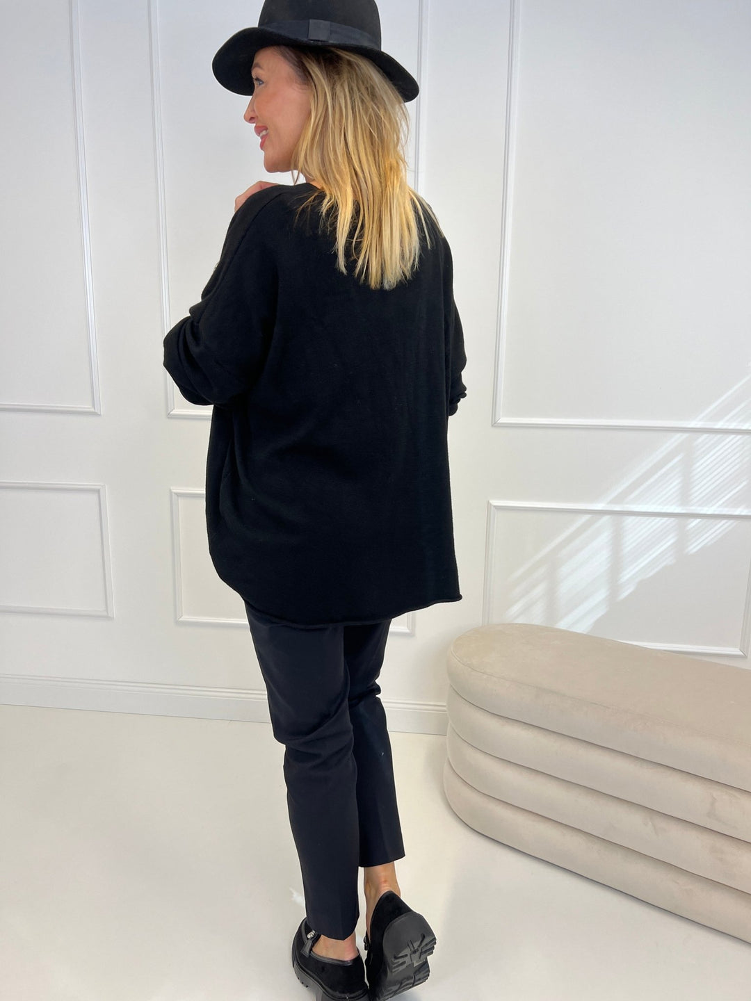 Feinstrick Pullover Schwarz 2309021